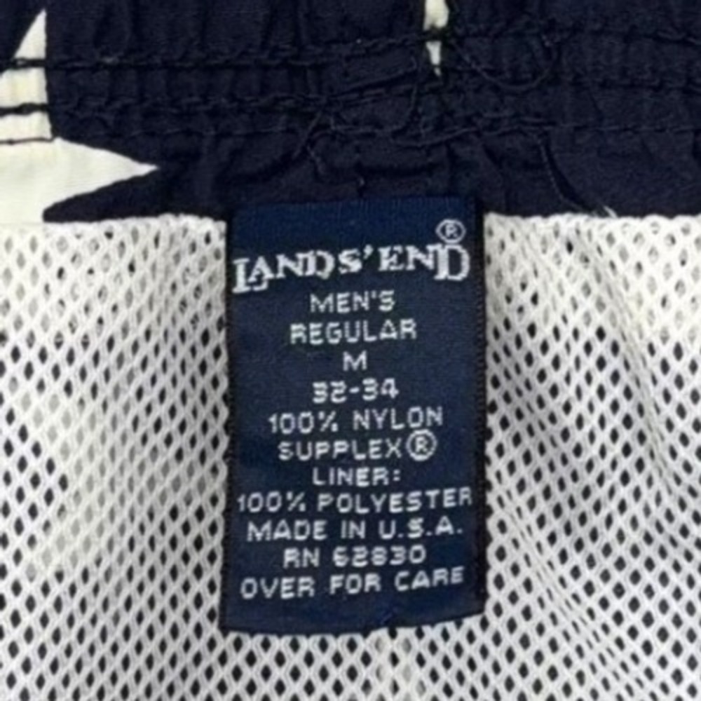 Vtg Lands End Swim Trunks Mens M 32-34 Navy Blue White Star Mesh Lining USA Made - Picture 3 of 12